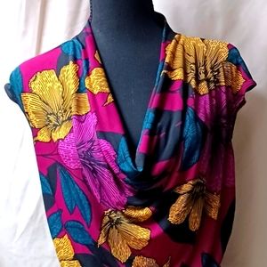 Worthington - flower Blouse with Hanging neckline